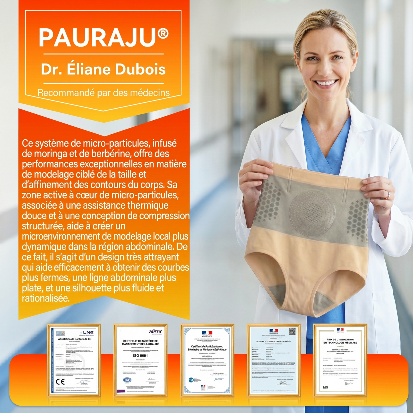Boutique Officielle | 🍀🍀 𝐏𝐀𝐔𝐑𝐀𝐉𝐔® 2026 Short Sculptant & Brûle-Graisses 4-en-1 aux Micro-Particules de Moringa & Berbérine-XA