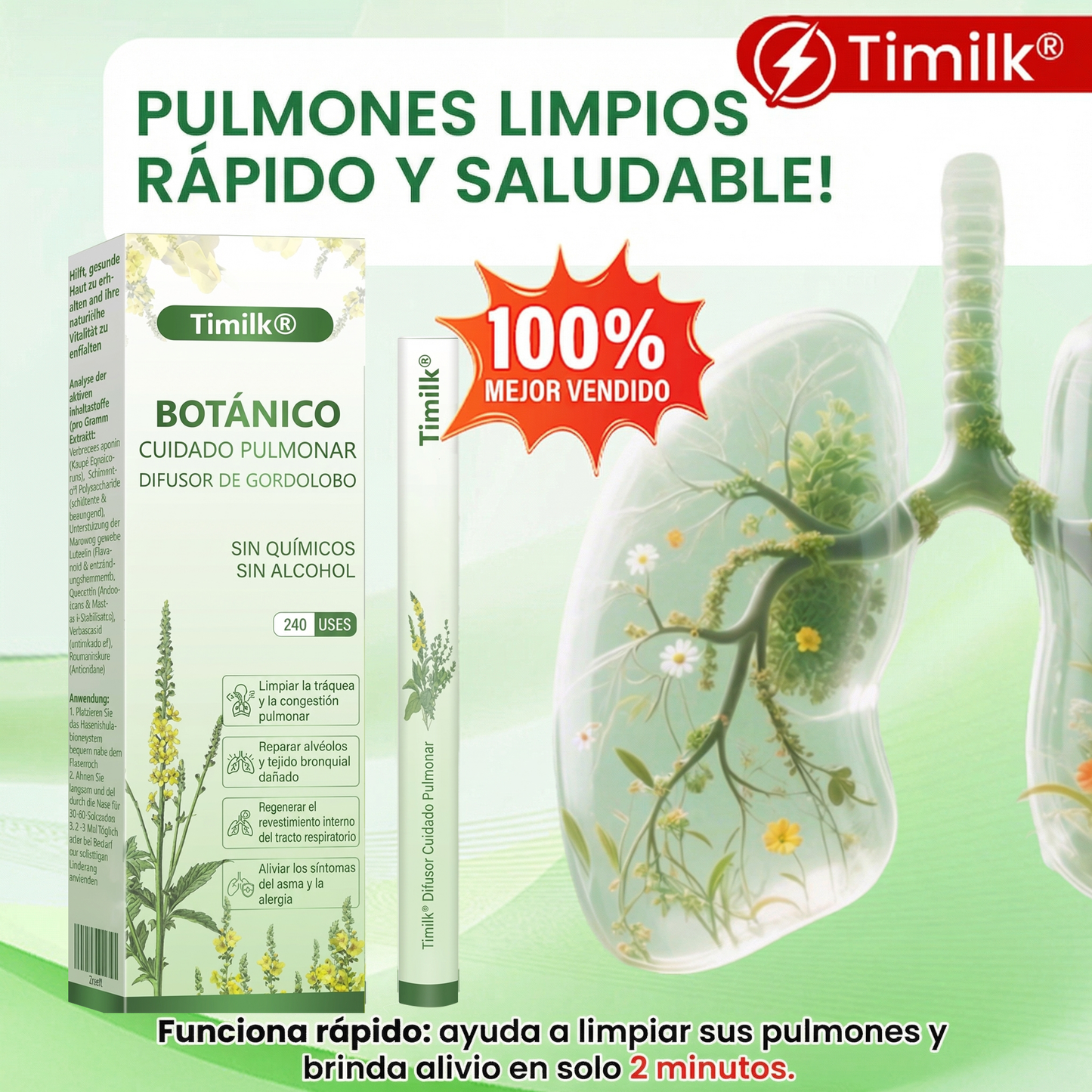 ❤️🎉Timilk®BOTÁNICO CUIDADO PULMONAR DIFUSOR DE GORDOLOBO-923