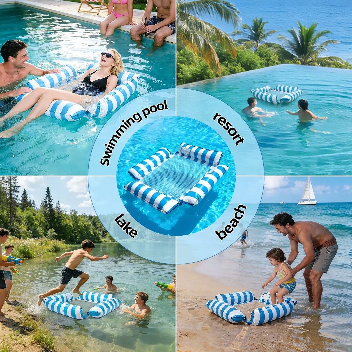 🎁 KAUFE 1, ERHALTE 1 KOSTENLOS 🎉4-in-1 Aufblasbare Pool-Hängematte – Treiben, Faulenzen & Entspannen überall – ABB8(X)