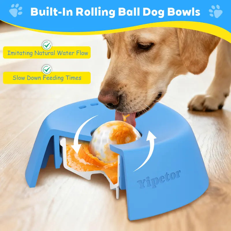 🔥HOT SALE 49% OFF🌟Slow Feeder Dog Bowls for Liquid Treat🔥Built-in Rolling Ball🌟No Spill Bone Broth Dog Licking Bowl⚡Multi-Purpose Puppy Yogurt Feeder Bowl for All Breeds Dietary Supplement/Post-op Nutrition Feeding.valentines gift for pets-TJY