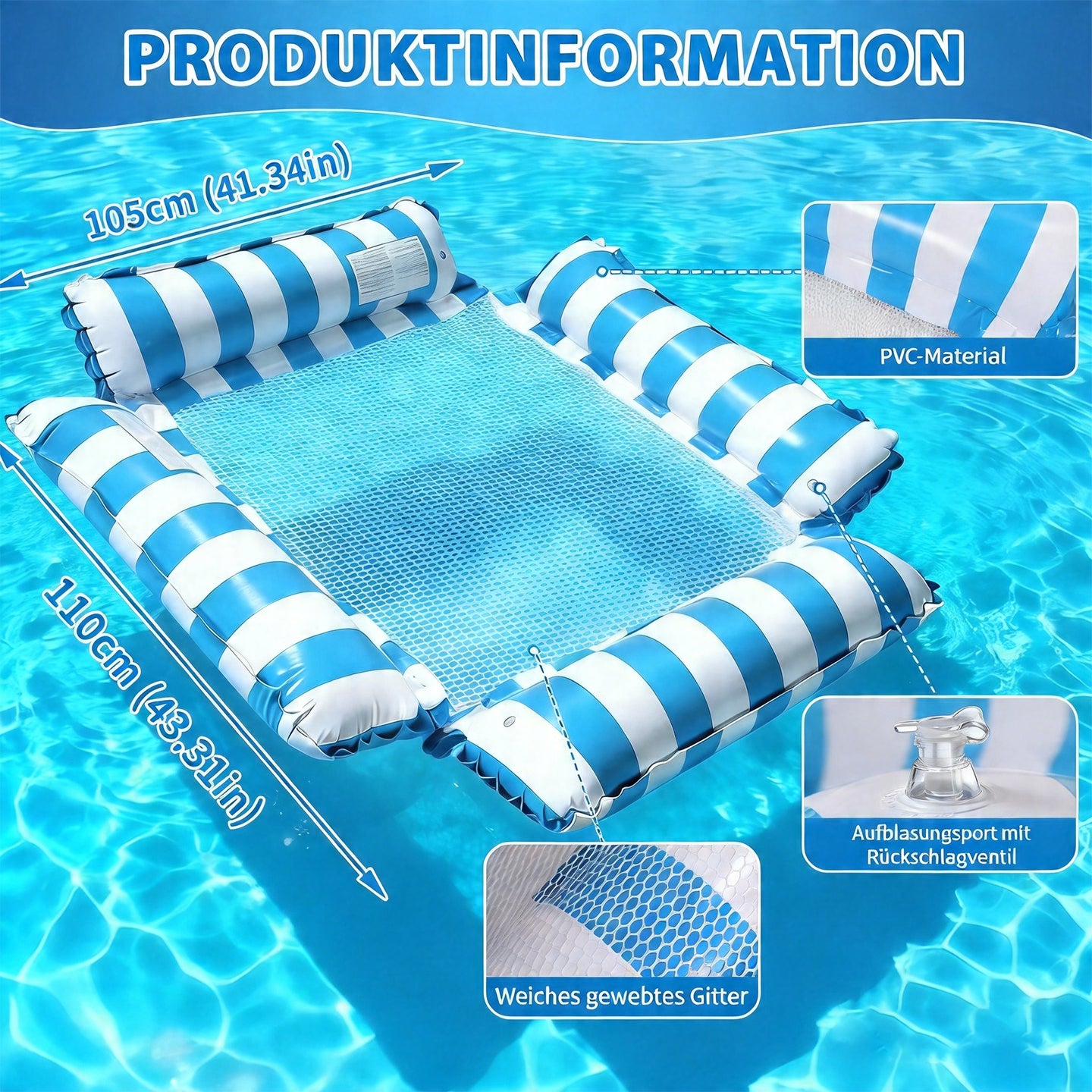 🎁 KAUFE 1, ERHALTE 1 KOSTENLOS 🎉4-in-1 Aufblasbare Pool-Hängematte – Treiben, Faulenzen & Entspannen überall – ABB8(X)